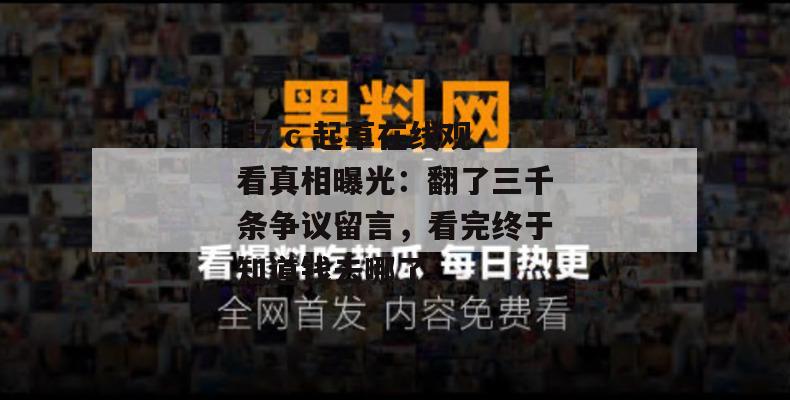 17.c 起草在线观看真相曝光：翻了三千条争议留言，看完终于知道钱去哪了。