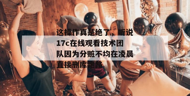 这操作真是绝了,听说17c在线观看技术团队因为分赃不均在凌晨直接删库跑路